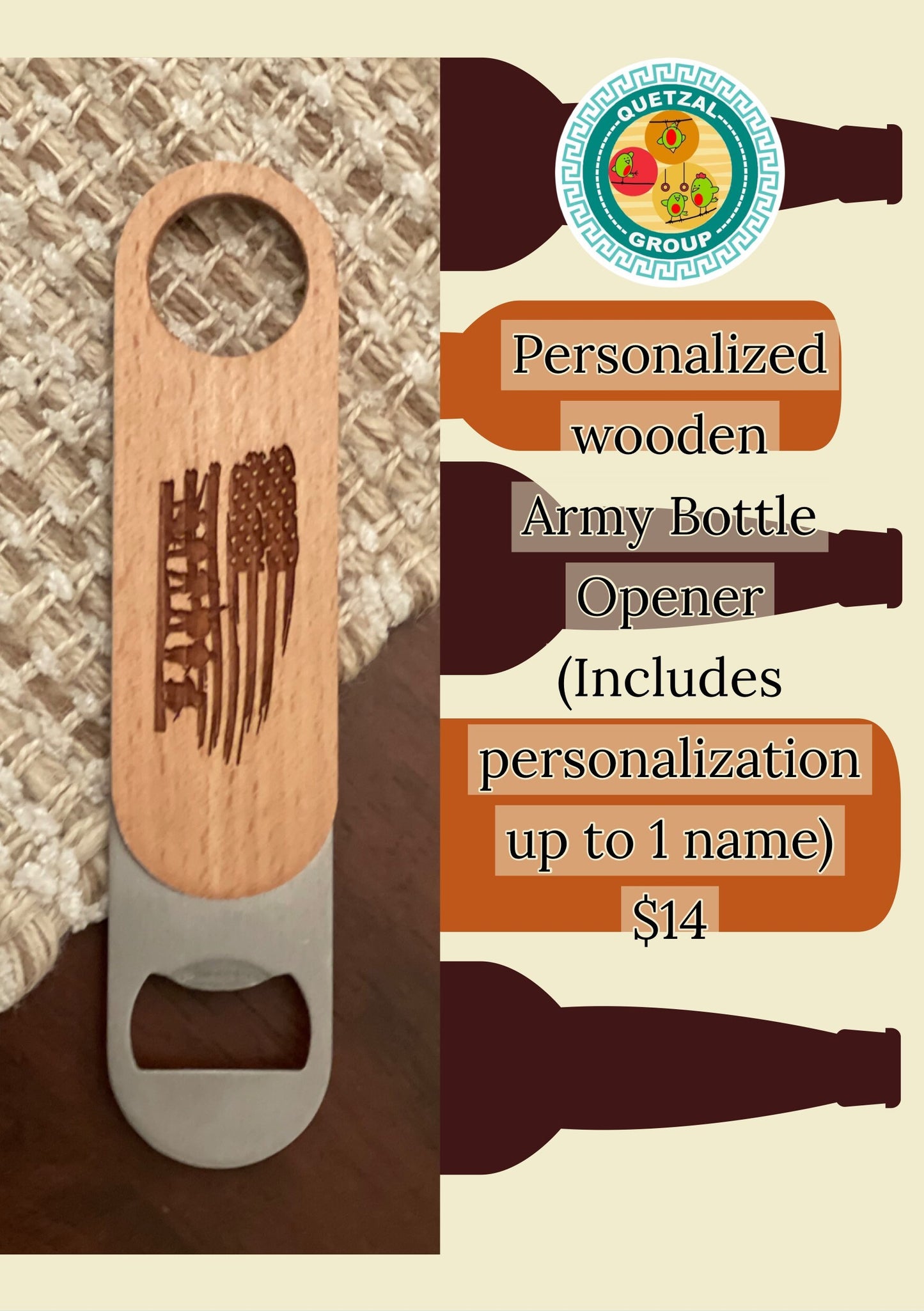 Wooden Pet Bottle opener, Personalized bottle opener, husband gift, Father's Day gift, Christmas, riddle bottle opener, dog, army gift