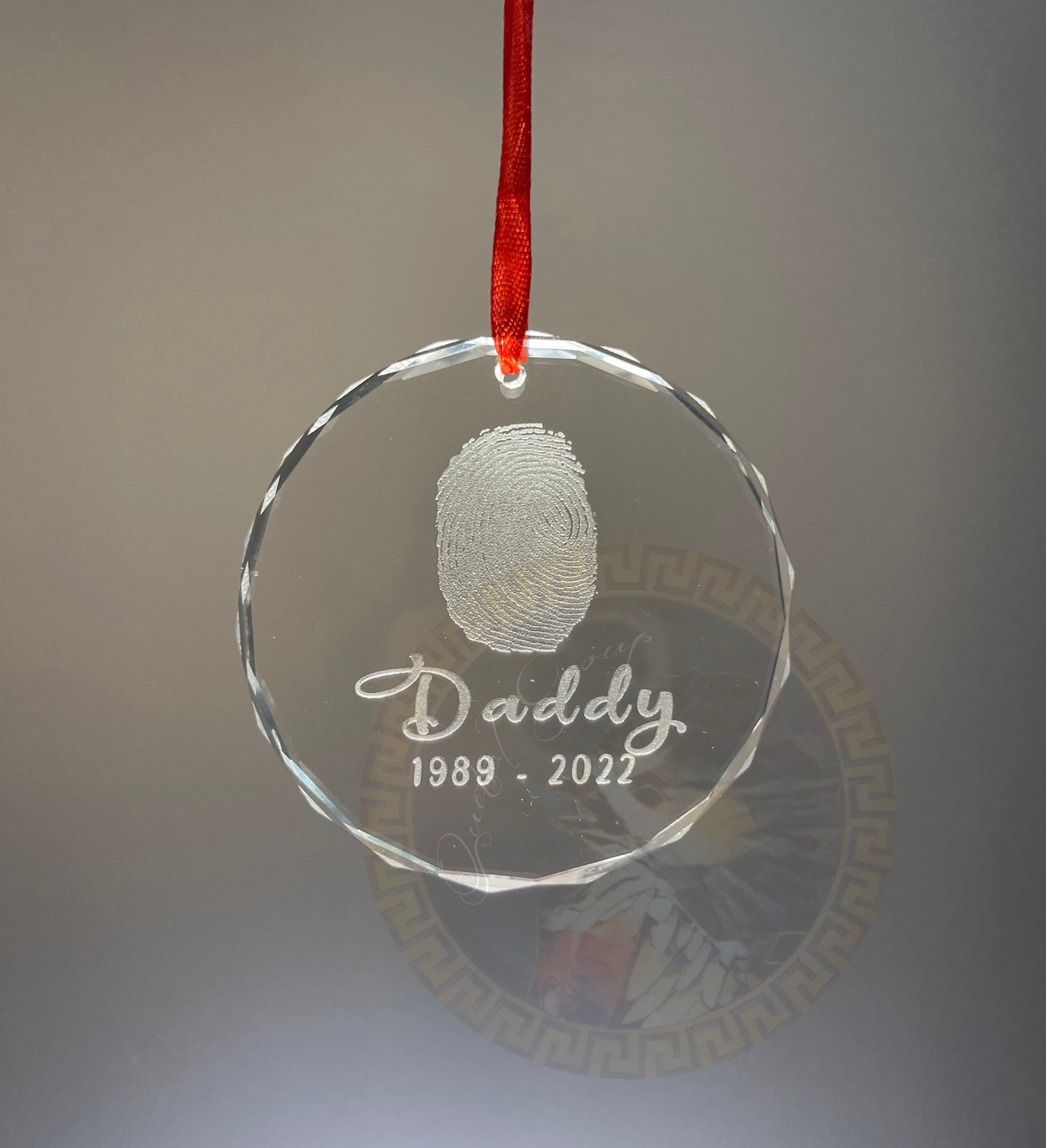 Fingerprint Memorial Ornament, Sympathy fingerprint ornament, Crystal Christmas Ornament, Custom Holiday Ornament, Customized fingerprint