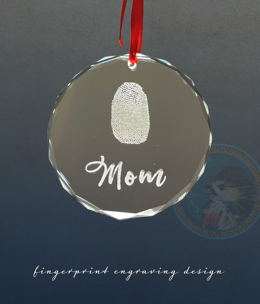 Fingerprint Memorial Ornament, Sympathy fingerprint ornament, Crystal Christmas Ornament, Custom Holiday Ornament, Customized fingerprint