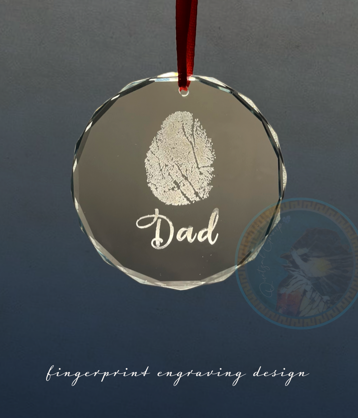 Fingerprint Memorial Ornament, Sympathy fingerprint ornament, Crystal Christmas Ornament, Custom Holiday Ornament, Customized fingerprint