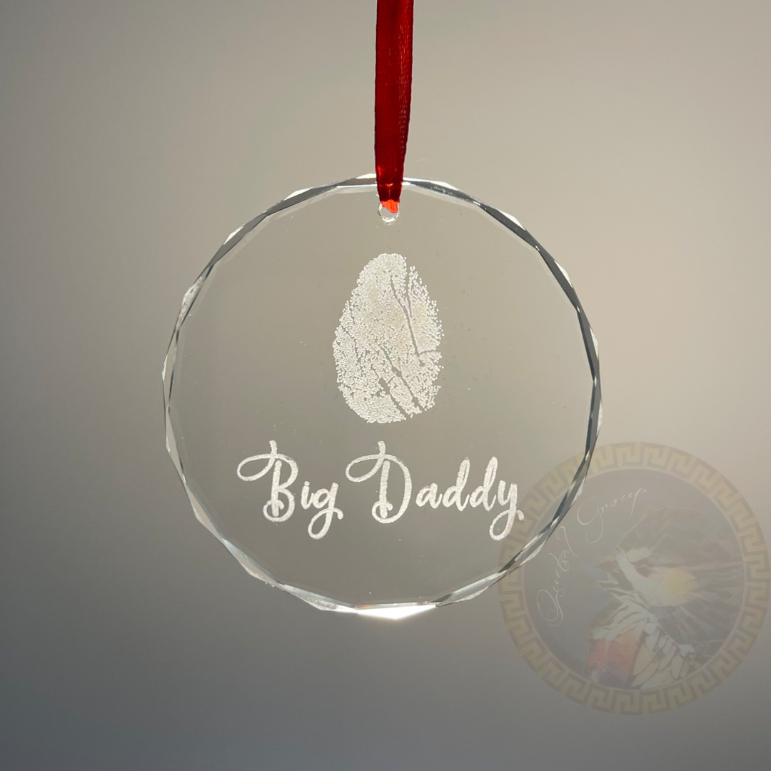 Fingerprint Memorial Ornament, Sympathy fingerprint ornament, Crystal Christmas Ornament, Custom Holiday Ornament, Customized fingerprint