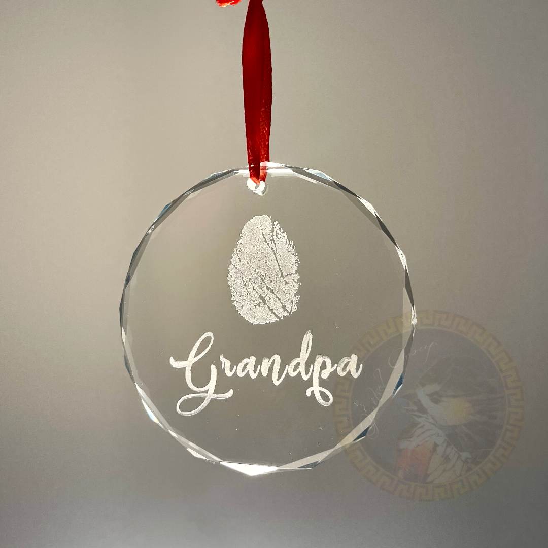 Fingerprint Memorial Ornament, Sympathy fingerprint ornament, Crystal Christmas Ornament, Custom Holiday Ornament, Customized fingerprint