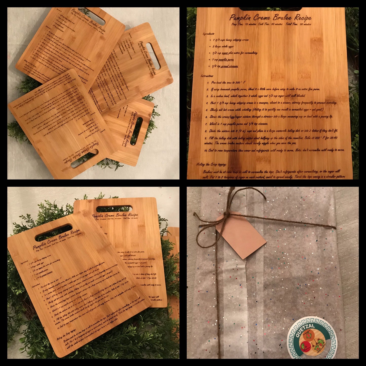 Top Selling Custom Recipe Bamboo Cutting Board 12”x9” Upload your Own Recipe