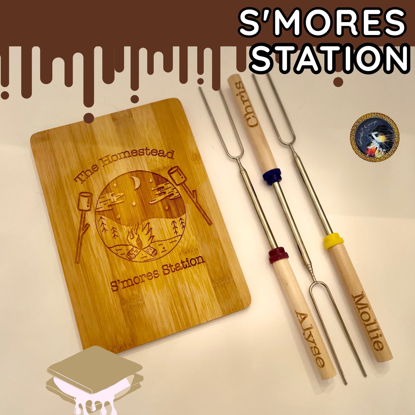 Personalized S’mores Roasting Set, Engraved S’more stick, S’more Station, Father’s Day Gift, Anniversary, Mother's Day Gift, Birthday Gift