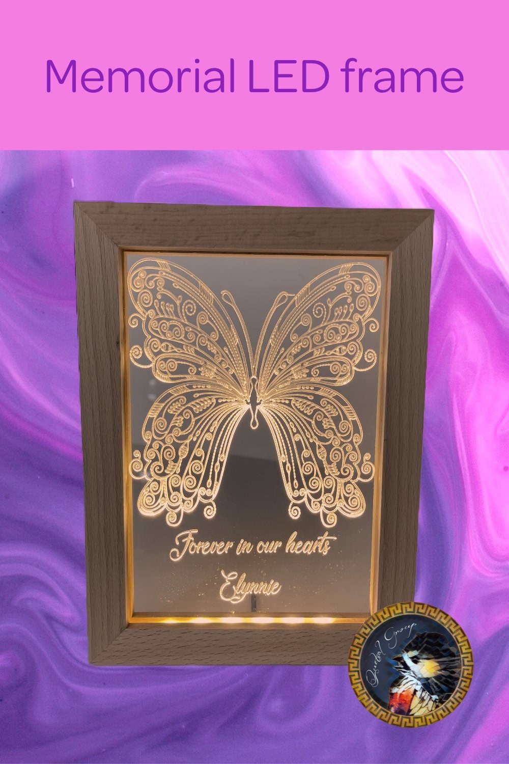 In loving memory gift, Memorial lightnframe, Sympathy  Fingerprint Engraved Memorial light, Customized memorial light