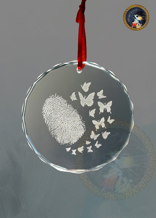 Lost of a parent, Butterfly Memorial Ornament, Butterflies Memorial, Mom Memorial Ornament, fingerprint, Butterfly Remembrance, Grieving