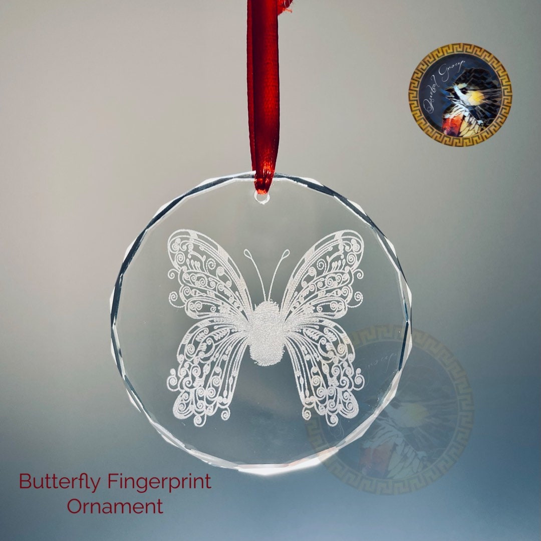 Lost of a parent, Butterfly Memorial Ornament, Butterflies Memorial, Mom Memorial Ornament, fingerprint, Butterfly Remembrance, Grieving