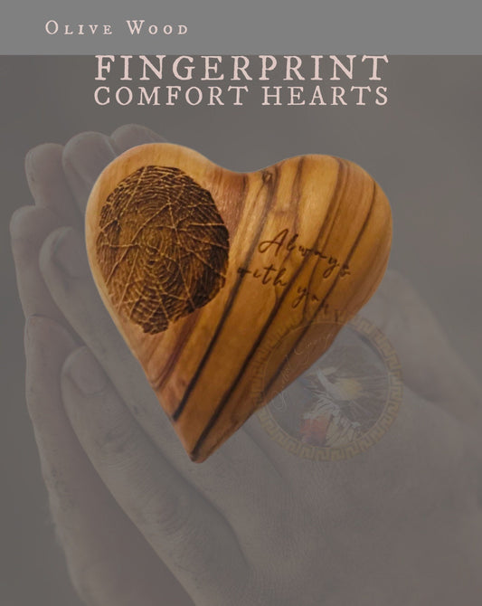 Loss of Parent Gift, Olive wood Heart, Death of relative, Comfort gift, Calming, Grieving, Sympathy, Fingerprint gift, wooden engraved Heart