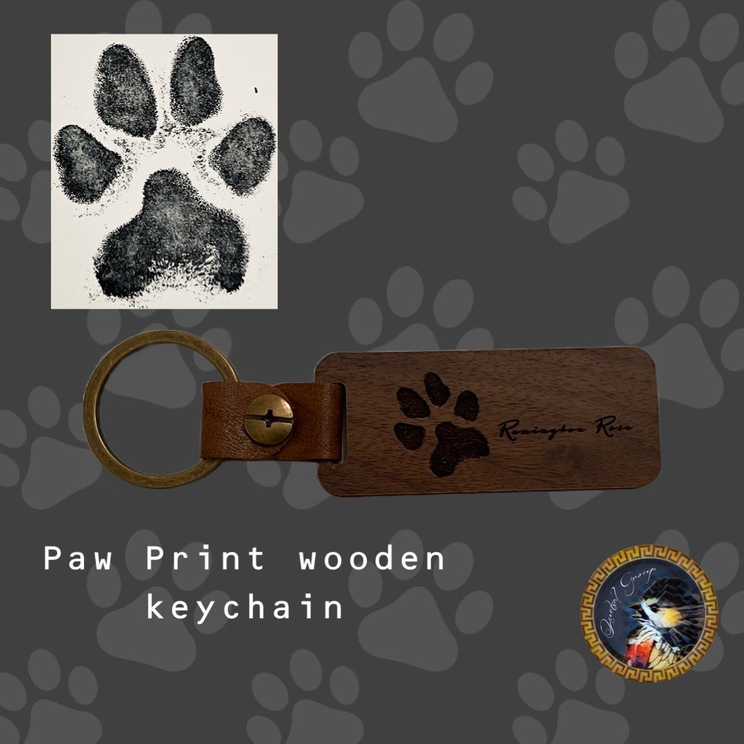 Pet Memorial Keychain- Engraved wood Pet Memorial keychain - the keys to my heart - memorial Pawprint gift- Pawprint keychain - Pet lover