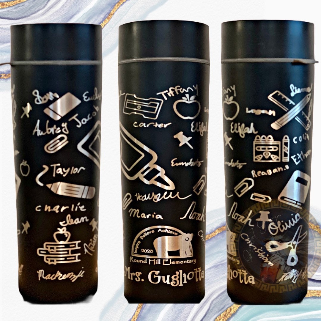 Personalized Custom Engraved Tumbler, handwriting engraved tumbler, Travel Mug, Stainless Steel Tumbler, CRU Cups, Custom Wrapped Engrave,