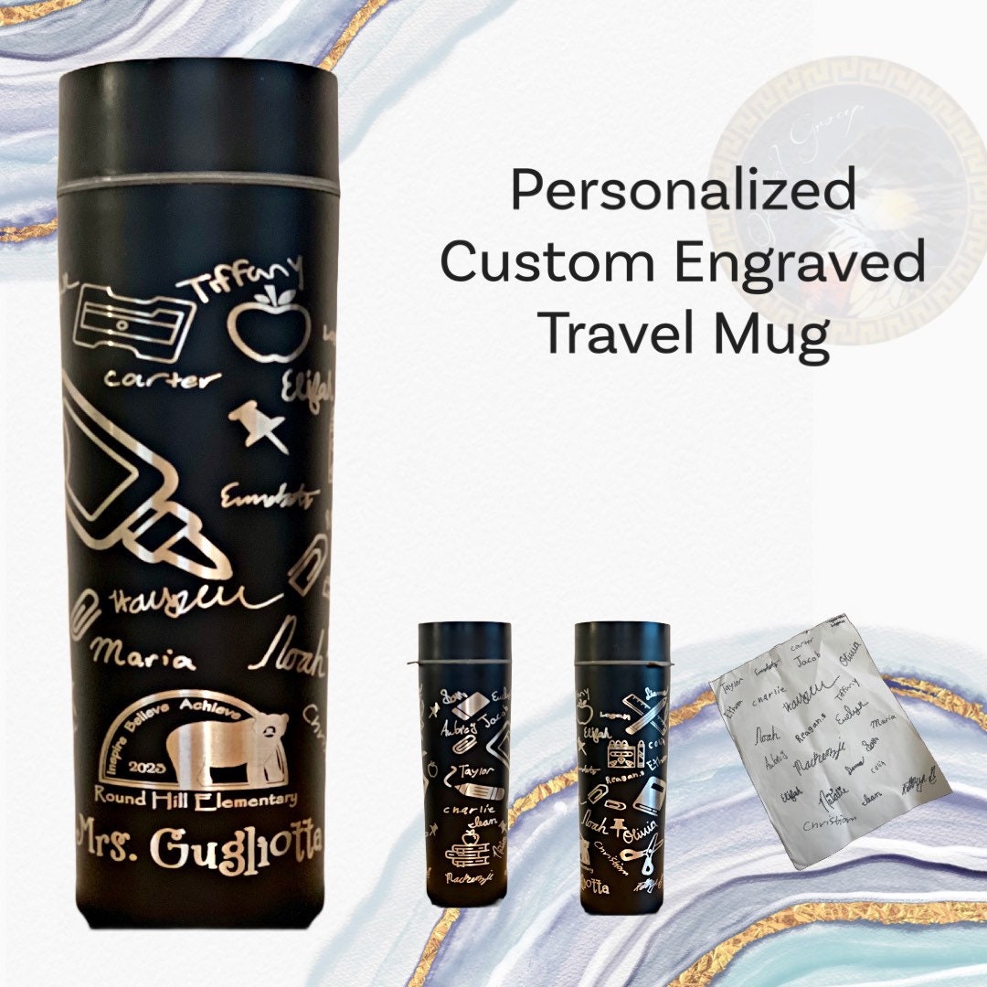 Personalized Custom Engraved Tumbler, handwriting engraved tumbler, Travel Mug, Stainless Steel Tumbler, CRU Cups, Custom Wrapped Engrave,